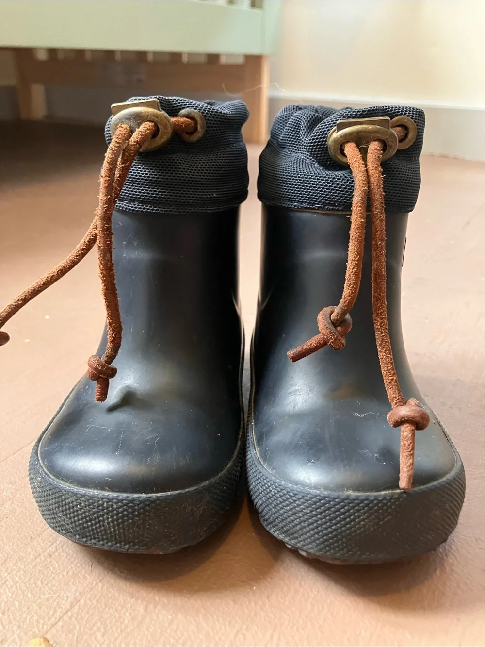 Bisgaard baby wool-lined rubber boots in navy blue